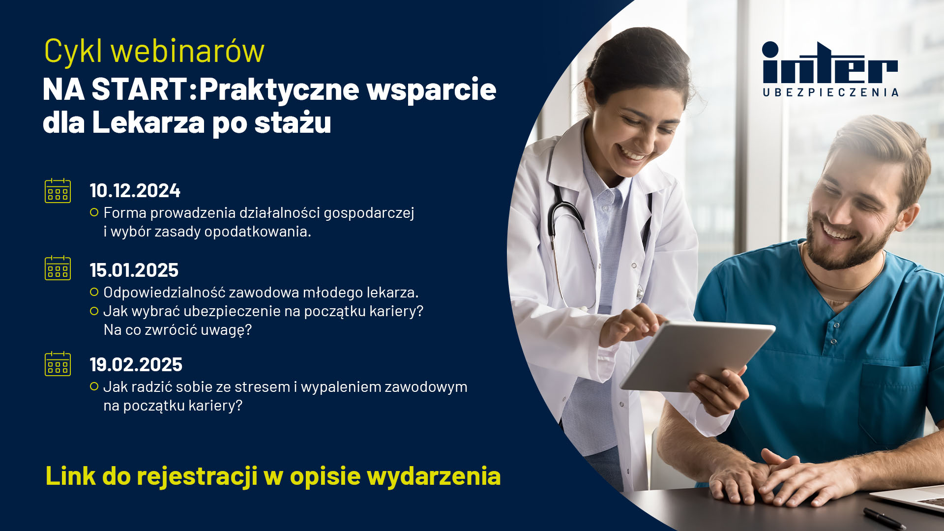 INTER Polska zaprasza młodych lekarzy na cykl webinarów „NA START: Praktyczne wsparcie dla lekarza po stażu”